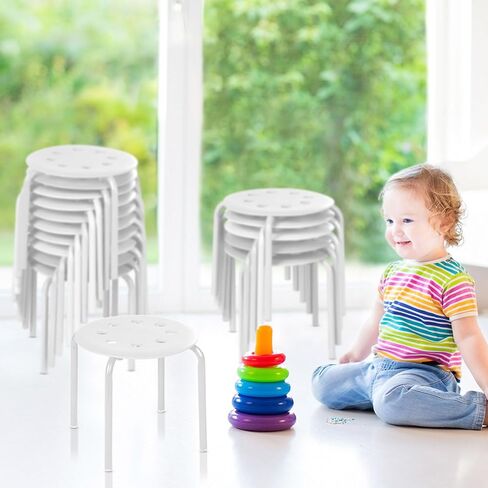 10 Pieces Kids Stackable Stools 12 Inch Round Stack Stool Chairs Set Multicolor Plastic Stacking Stool Multipurpose Flexible Seating for Home Office School Playroom Daycare Classroom Stools Bulk in Saudi Arabia