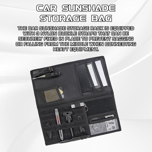 Car Sun Visor Organizer, Nylon Tactical Molle Visor Organizer Panel Storage Pouch Holder, Visor Organizer for Trucks, Universal Car Interior Accessories（Black in Kuwait