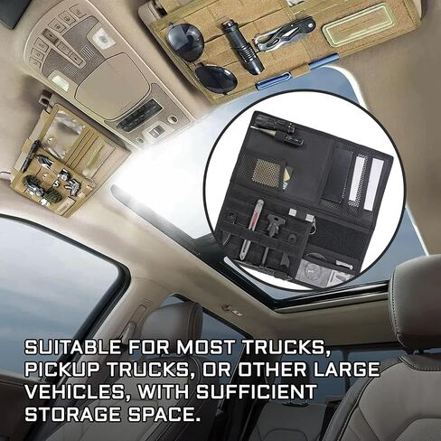 Car Sun Visor Organizer, Nylon Tactical Molle Visor Organizer Panel Storage Pouch Holder, Visor Organizer for Trucks, Universal Car Interior Accessories（Black in Kuwait