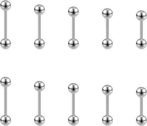 5/10Pcs Mix Sizes Industrial Barbell Cartilage Earring Tongue Helix Nipple Barbell Surgical Steel Body Piercing Jewelry Retainer for Women Men Straight Bar Length in Saudi Arabia