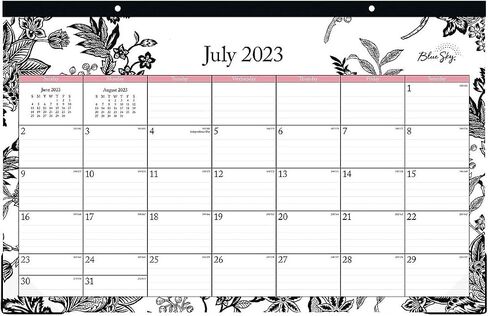 بلو سكاي 2023-2024 تقويم لوحة مكتب شهري للسنة الأكاديمية، 17 بوصة × 11 بوصة، شريط لاصق مزخرف، مثقوب بفتحتين، كتل مسطرة، Analeis (130617-A24) in Kuwait