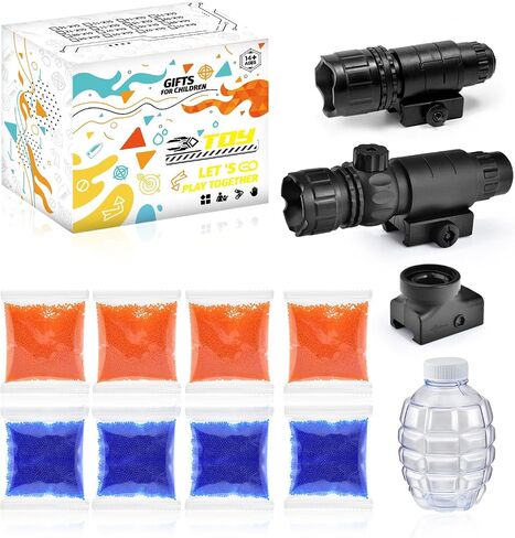 TANSAR Gel Ball Blaster Accessories, Splatter Blaster Attachment, Splat Orby Gun Parts with 1 Pack Holder, 1 Pack Bottle Hopper, 1 Pack Flashlight, 8 Pack Gel Balls Ammo, for Ages 14+ Year Old in Saudi Arabia