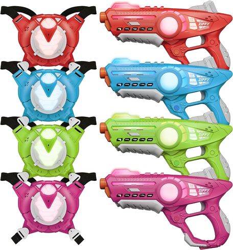 ZIFFY Laser Tag Guns Set of 4 with Vests, Multi-Functional Laser Tag Indoor&Outdoor Family Games, Christmas & Birthday Gift, Group Activity, Ages 8+(Multi-Color) in Saudi Arabia