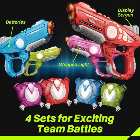 ZIFFY Laser Tag Guns Set of 4 with Vests, Multi-Functional Laser Tag Indoor&Outdoor Family Games, Christmas & Birthday Gift, Group Activity, Ages 8+(Multi-Color) in Saudi Arabia