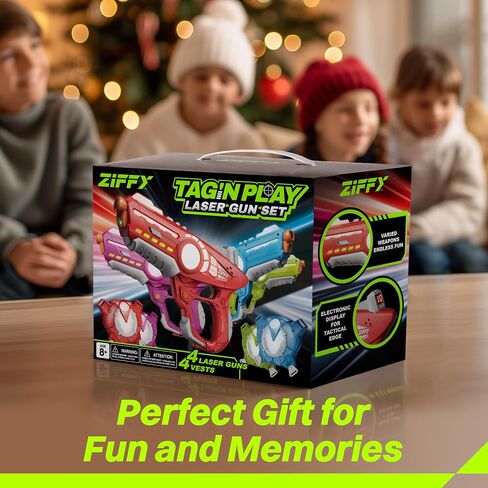 ZIFFY Laser Tag Guns Set of 4 with Vests, Multi-Functional Laser Tag Indoor&Outdoor Family Games, Christmas & Birthday Gift, Group Activity, Ages 8+(Multi-Color) in Saudi Arabia
