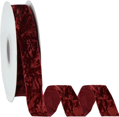 Wine Red Velvet Ribbon 1 inch x 10 Yards Luxury Crushed Velvet Ribbon for Bows Flower Bouquets Christmas Tree Ornaments Gift Wrapping Wreath Decoration Invitation Holiday Decor in Saudi Arabia