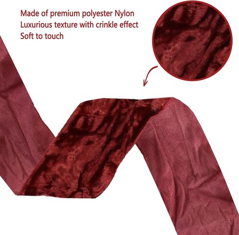 Wine Red Velvet Ribbon 1 inch x 10 Yards Luxury Crushed Velvet Ribbon for Bows Flower Bouquets Christmas Tree Ornaments Gift Wrapping Wreath Decoration Invitation Holiday Decor in Saudi Arabia