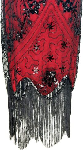 Women 1920s Plus V-Neck Sequin Art Deco Flapper Dress with 20s Gatsby Accessories Set in Kuwait