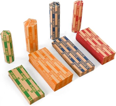 L LIKED 300 Assorted Bundle Flat Striped Coin Wrappers, 75 of Each in Kuwait