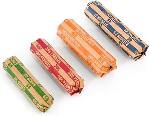 L LIKED 300 Assorted Bundle Flat Striped Coin Wrappers, 75 of Each in Kuwait