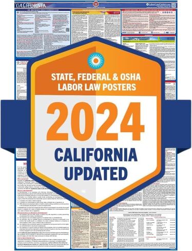 Updated 2023 California State & Federal Labor Law Poster- Includes Current April FLSA, FMLA, and EPPA Updates- OSHA Workplace Compliant & Required- UV Laminated & Waterproof - 25" x 39" (English) in Kuwait