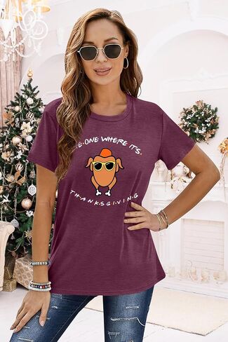 Thanksgiving Shirt Women Friends Turkey T-Shirt Friendsgiving Short Sleeve Turkey Giving Tops in Kuwait
