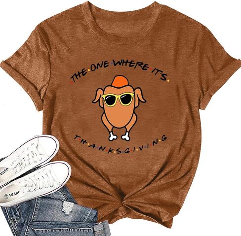 Thanksgiving Shirt Women Friends Turkey T-Shirt Friendsgiving Short Sleeve Turkey Giving Tops in Kuwait