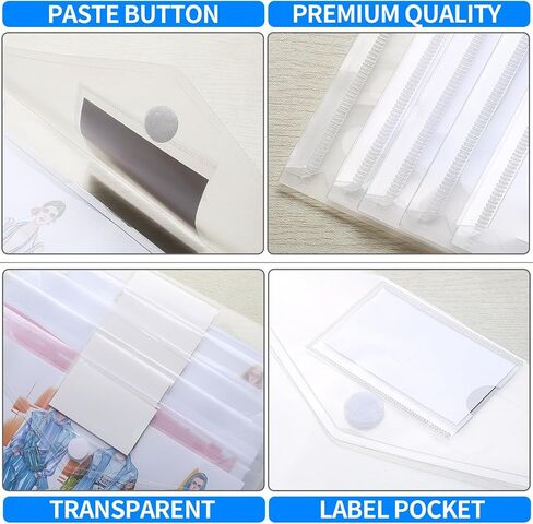 OUTYLTS 11 Pack Plastic Poly Filing Envelopes, Clear Document Folders US Letter A4 Size File Envelopes with Label Pocket & Paste Button for School Home Work Office Organization, 6 Assorted Color in Saudi Arabia