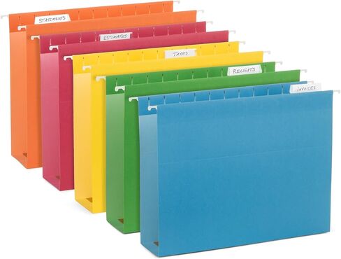 Blue Summit Supplies Extra Capacity Hanging File Folders, 25 Reinforced Hang Folders, Heavy Duty 2 Inch Expansion, Designed for Bulky Files, Medical Charts, Assorted Colors, Letter Size, 25 Pack in Saudi Arabia