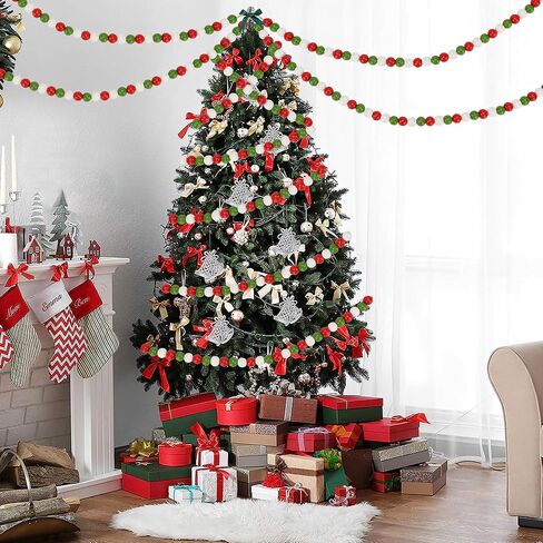 Lucleag 210Pcs Christmas Wooden Bead, Red White Green Wooden Beads DIY Crafts Kits, Christmas Tree Wood Beads Ornaments Xmas Wood Bead with Hemp Rope for Christmas Decor Gifts Party Supplies in Saudi Arabia