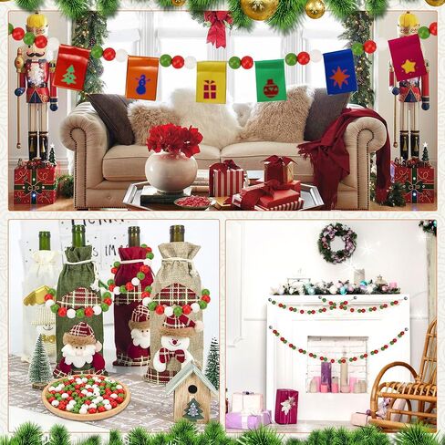 Lucleag 210Pcs Christmas Wooden Bead, Red White Green Wooden Beads DIY Crafts Kits, Christmas Tree Wood Beads Ornaments Xmas Wood Bead with Hemp Rope for Christmas Decor Gifts Party Supplies in Saudi Arabia