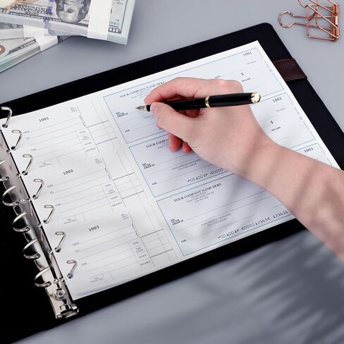 Antner 7 Ring Business Checkbook Binder for Business Checks, 600 Checks Capacity, PU Leather Check Binder with Zipper Pouch, Executive Check Book Binder Holder Portfolio for 9 x 13" Sheets, Black in Saudi Arabia