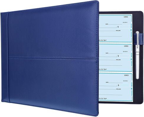 Antner 7 Ring Business Checkbook Binder for Business Checks, 600 Checks Capacity, PU Leather Check Binder with Zipper Pouch, Executive Check Book Binder Holder Portfolio for 9 x 13" Sheets, Black in Saudi Arabia