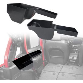 Rear Wheel Well Storage Bin Compatible with Wrangler 2018-2023 JL JLU 4 Door(Not fit 2 Door), Trunk Organizer Storage Tray Cargo Side Box Jeep Wrangler Black 2PCS(Left & Right)