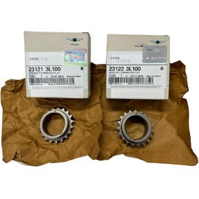 Genuine OEM 23121-3L100 & 23122-3L100 Crankshaft Sprocket (LH+RH) 2P Set / 231213L100 & 231223L100 Compatible with Hyundai Genesis G70 19~20, Palisade 20~21, G80 18~20, G90 19~20, Telluride 20~22