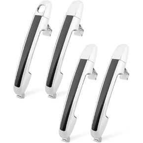 Exterior Door Handle Set 4 Pack Fit for Hyundai Sonata 2005-2010 Outside Front & Rear Left Driver & Right Passenger Outer Door Handle Replace 826513K000, with Black Insert Kit
