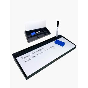 Desktop Dry Erase Board, Black Desk Whiteboard, Desk Organizer, Office Desk Accessories, Desktop Whiteboard, Desk Board Buddy, With Hidden Compartments and Device Slots