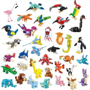Party Favors - (36-Pack) 108 Kinds of Mini Animals Building Blocks Toy Classroom Prizes Goodie Bags,Kids Party Favors 8-12, Bulk Easter Birthday Students Gifts for Boys Prize Box Toys