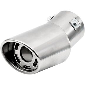 2.5" inlet Polished Stainless Steel Muffler Slant Exhaust Tip with Bolt-On Clamps Universal Fit on Most Cars, Sedans and Trucks (Straight)