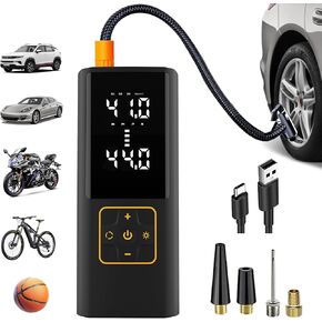 Tire Inflator Portable Air Compressor Auto Air Pump for Car Tire Car Accessories with Digital Pressure Gauge 3X Faster Inflation Rechargeable Air Pump for Car Motorcycle Bike Ball Power Bank LED Light