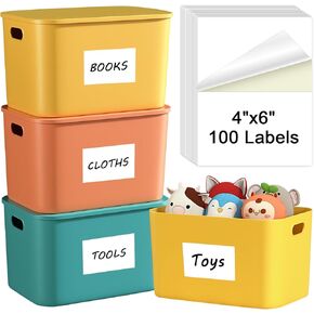 MaxGear 4x6 inch Removable Labels 100 Sheets, Water/Oil/Tear Resistants No Residue for Home Packing Box and Storage Bins, Matte White Paper Sheets, Permanent Strong Adhesive, Dries Quickly