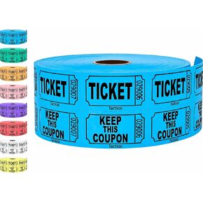 Tacticai 1000 Blue Raffle Tickets, Double Roll, Ticket for Events, Entry, Class Reward, Fundraiser & Prizes
