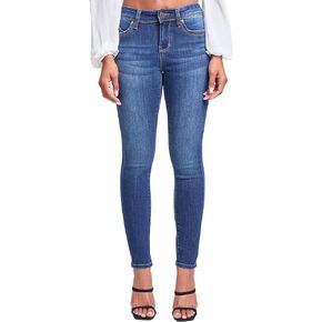 YMI Women's Wannabettabutt Mid Rise Embroidered Skinny Jean