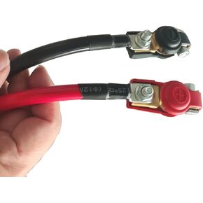 4 AWG قياس 12 بوصة كابل عاكس طاقة البطارية مجموعة مشبك بطارية أحمر + أسود من النحاس النقي مع العروات المعلبة شديدة التحمل 3/8 موصلات طرفية للسيارات والبحرية والسيارات والدراجات النارية والقوارب والمركبات الترفيهية والطاقة الشمسية