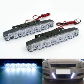 Rayhoo 2 قطعة مجموعة مقاومة للماء عالية الطاقة 6 وات 12 فولت 6000 كيلو زينون سليم COB LED DRL ضوء النهار للقيادة أثناء النهار مصباح إضاءة للسيارة SUV سيدان كوبيه مركبة عالمية (زينون أبيض)
