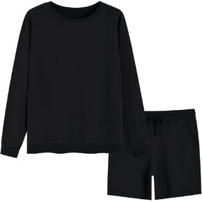 Weintee Women's Sweatsuits 2 Piece Set Shorts and Sweatshirt Matching Tracksuit