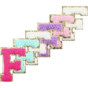 6Pcs Self Adhesive Chenille Letter Patches 2 inch Preppy Varsity Letter Patches for Clothes and Hats, Large Letter Stickers for Laptop Phone Case Fridge,(Mixed Color,A)