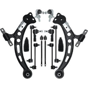 Control Arm, 14 PCS Front Lower Suspension Kit Ball Joints Front/Rear Sway Bar Stabilizer Outer & Inner Tie Rod Bellows Replacement For Toyota Camry Avalon Lexus ES300 1997-2001