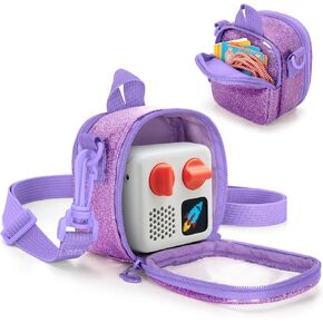 LoDrid Travel Case Compatible with Yoto Mini (2024 Edition), Audio Player Holder with Adjustable Shoulder Strap for Cards and Accessories, Purple, Bag Only