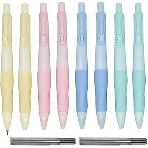 12 Pieces Mechanical Pencils Soft Ergonomic Grip Pencils Thick Barrel Pencils With 10 pcs 2.0mm Refills Sharpeners for Art Drawing Writing Sketching At School Office(HB leads)