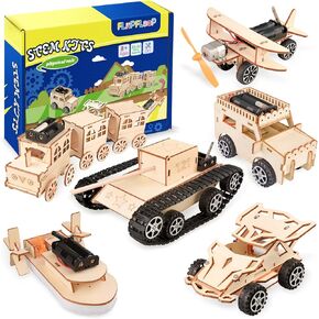6-in-1 STEM Kits for Kids Age 8-12, Educational STEM Toys for Boys and Girls, Wooden Building Kit for Kids STEM Science Experiments Kit, Ideal Christmas Birthday Gifts for 6 7 8 9 10 11 12 13 Year Old