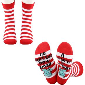 CMNIM 2 Pairs Seuss Inspired Socks Seussical Gifts DR Quote Musical Gift for DR Fans A Person's A Person No Matter How Small