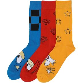 Bioworld Sonic The Hedgehog Character Patterns 3-Pair Adult Casual Crew Socks