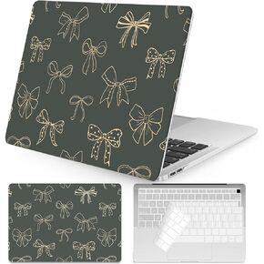 Seorsok متوافق مع حقيبة MacBook Air 13 بوصة 2022 2021 2020-2018 إصدار A1932 A2179 M1 A2337، حافظة صلبة من البلاستيك الناعم مع غطاء لوحة مفاتيح شفاف، أقواس فنية تجريدية وردية وحب صغير