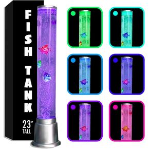 Fish Tank Lava Lamp Bubble Lights Night Light - 6 LED Color Automatic Changing Sensory Tubes Ocean Table Lamp for And Mood Lamps Home Decor Desk Bedroom Gifts Fake Fish Tank - 1.9FT