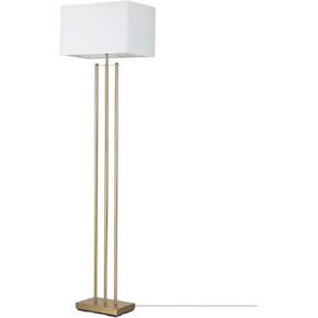 Globe Electric 67775 62" Floor Lamp, Matte Brass, White Linen Shade, Floor Lamp for Living Room, Floor Lamp for Bedroom, Home Improvement, Reading Lamp, Home Office Accessories, Home Décor