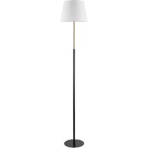 مصباح أرضي Globe Electric 67775 مقاس 62 بوصة، نحاس غير لامع، غطاء من الكتان الأبيض، مصباح أرضي لغرفة المعيشة، مصباح أرضي لغرفة النوم، تحسين المنزل، مصباح القراءة، ملحقات المكتب المنزلي، ديكور المنزل