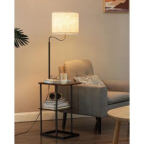 EDISHINE Floor Lamp with Table, Side Nightstand Light with 1 Drawer and 1 Shelf, Bedside Shelf Floor Lamp, Small End Table with Reading Lamp for Living Room Bedroom, Den