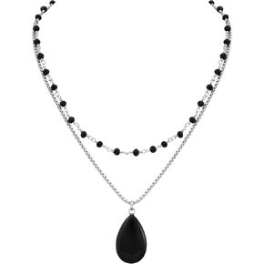 Sacina Layered Black Teardrop Choker Necklace, Beaded Choker, Black Necklace, Gothic Necklace, Boho Necklace, Christmas Jewelry Gift For Women