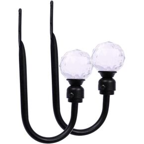 2 Pack Clear Crystal Wall Mounted Curtain Holdbacks,Decorative Curtain Tiebacks Hooks (Crystal Ball Peen/Black)